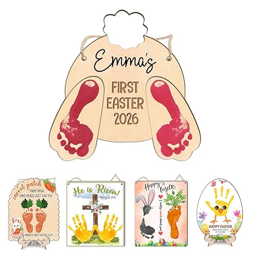 DIY Baby's First Easter Bunny Footprint Sign 2026, First Easter