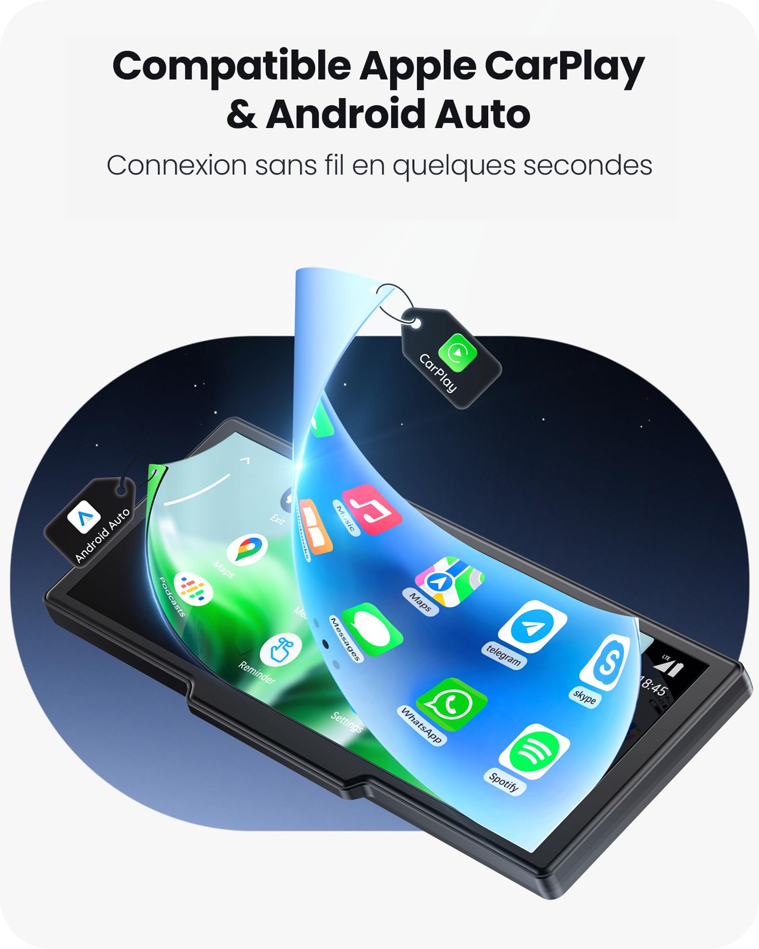vaett 9,26" Écran CarPlay Voiture pour Apple CarPlay & Android Auto avec Dash Cam 4K et Cam de Recul HD, Car Play avec Mises à Jour OTA, Bluetooth 5.1, Mirror Link