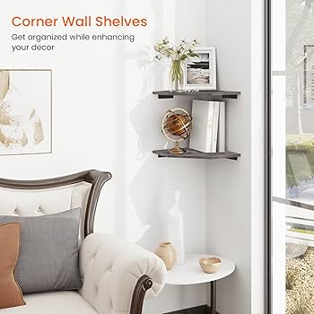 Amazon｜Homode コーナーシェルフ 壁マウント 2個セット コード穴付き