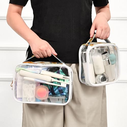 Miniatura 6 de Autumn Pumpkin Sunflower Clear Toiletry Bag for Traveling,2 Pack Makeup Cosmetic Bag with Zipper,Travel Bag for Toiletries,Travel Essentials 21214543