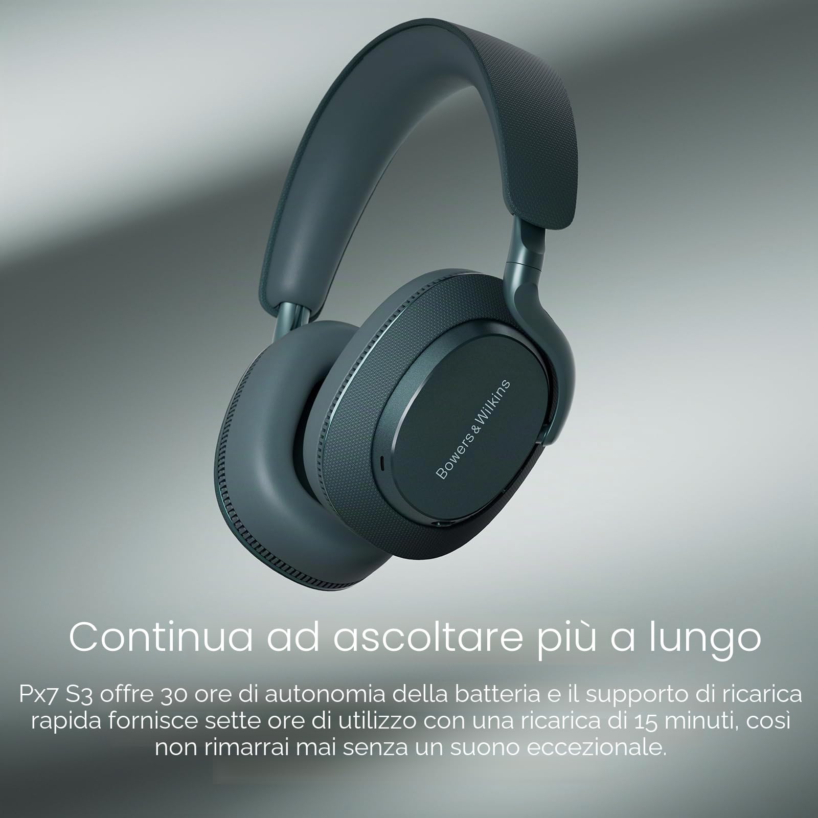 Bowers & Wilkins Px7 S3 Cuffie Wireless Over-Ear, Cancellazione Avanzata del Rumore, DSP 24-bit, aptX Lossless, Riproduzione 30 Ore, 8 Microfoni, Ricarica Rapida - Indaco Blu
