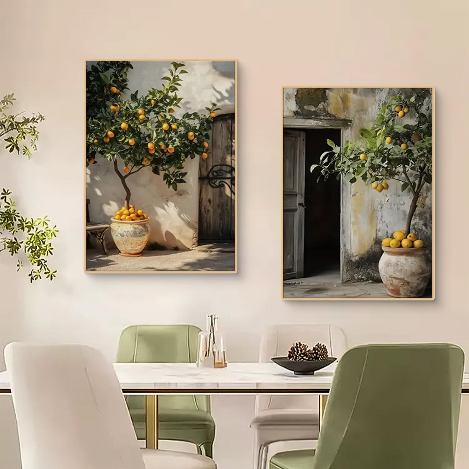 TROYSINC Lot de 2 posters motif plantes méditerranéennes citronnier olivier 50x70 cm sans cadre