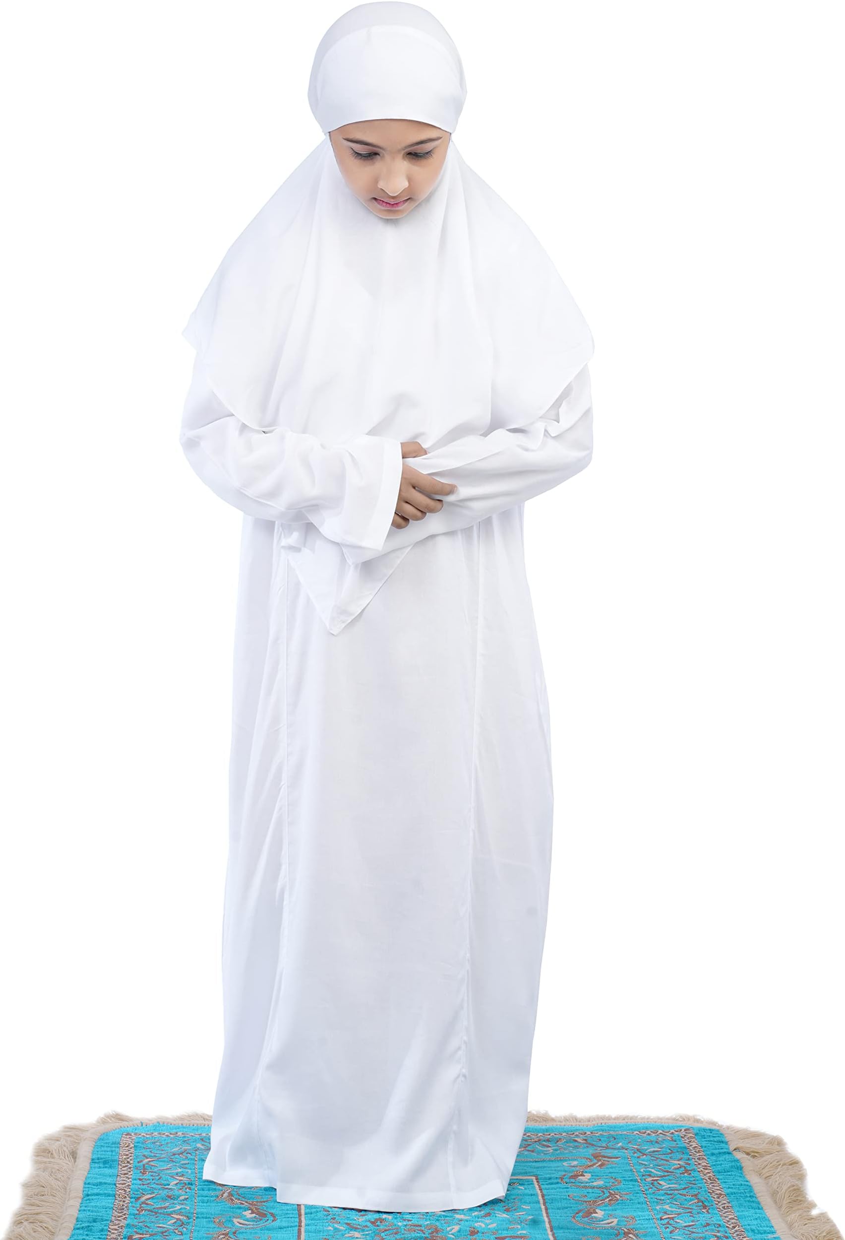 Hijab's Girls Prayer Dress Namazi dress Kids Prayer Dress White