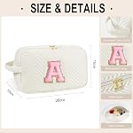 Sac de maquillage initial - Cosmétiques Sacs de maquillage Voyage Cosmétique Sac de toilette mignon pour les femmes Cadeaux fille Adolescents Cadeaux personnalisés (blanc R)