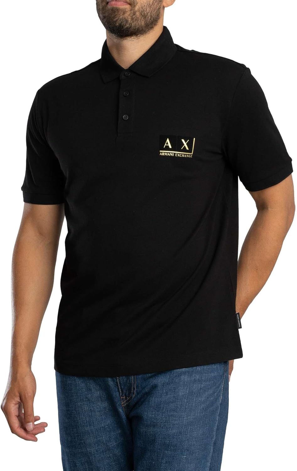 Armani Exchange Mens Gold Logo Polo