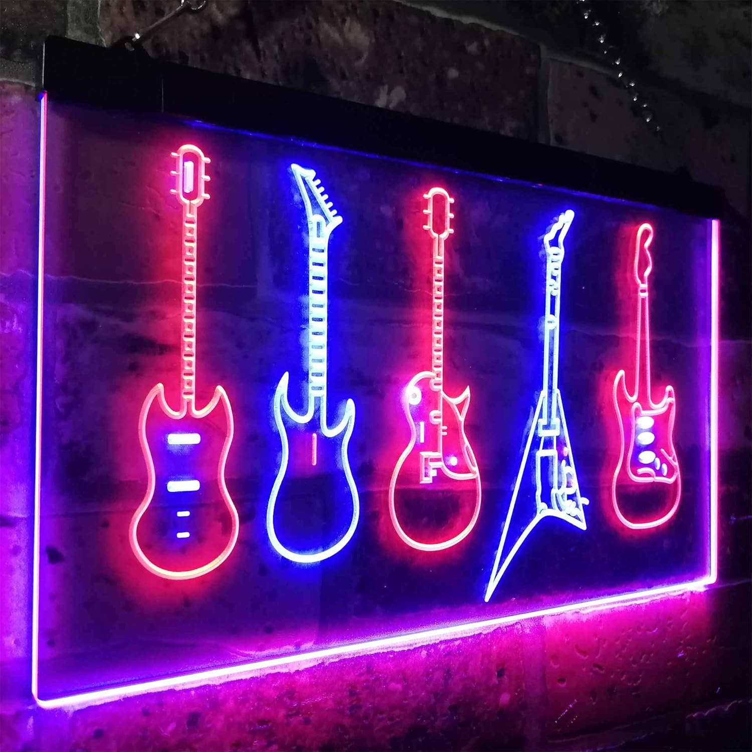 ADVPRO Guitar Hero Music Room Band Man Cave Dual Color LED Neon Sign Red & Blue 12" x 8.5" st6s32-s0091-rb