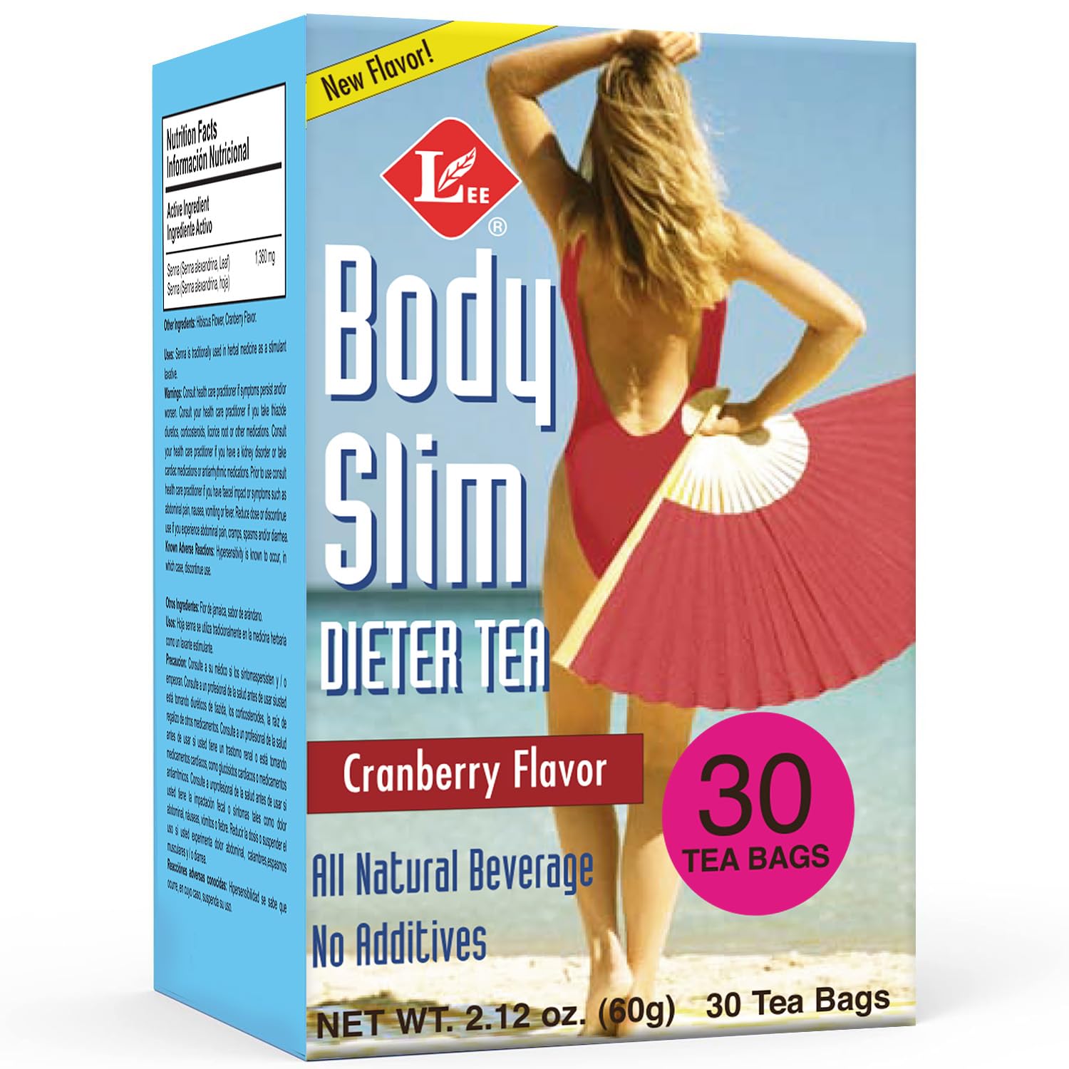 Uncle Lee’s Body Slim Dieters Tea, Detox & Slimming Tea – Senna, Hibiscus Flower & Cranberry Flavor, Natural Laxative, Caffeine-Free Herbal Tea Bags, 30 Count