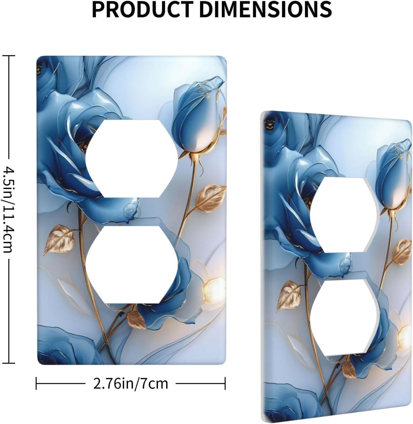 Decorative Art Light Switch Covers Navy Blue Rose Floral 1 Gang Single Duplex Outlet Wall Plate Switchplate Electrical Faceplate for Home Decor