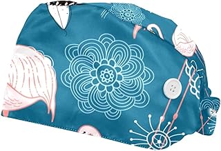 Gorro de dentista con botón para mascotas, médico quirúrgico, 2 piezas, color azul flamenco