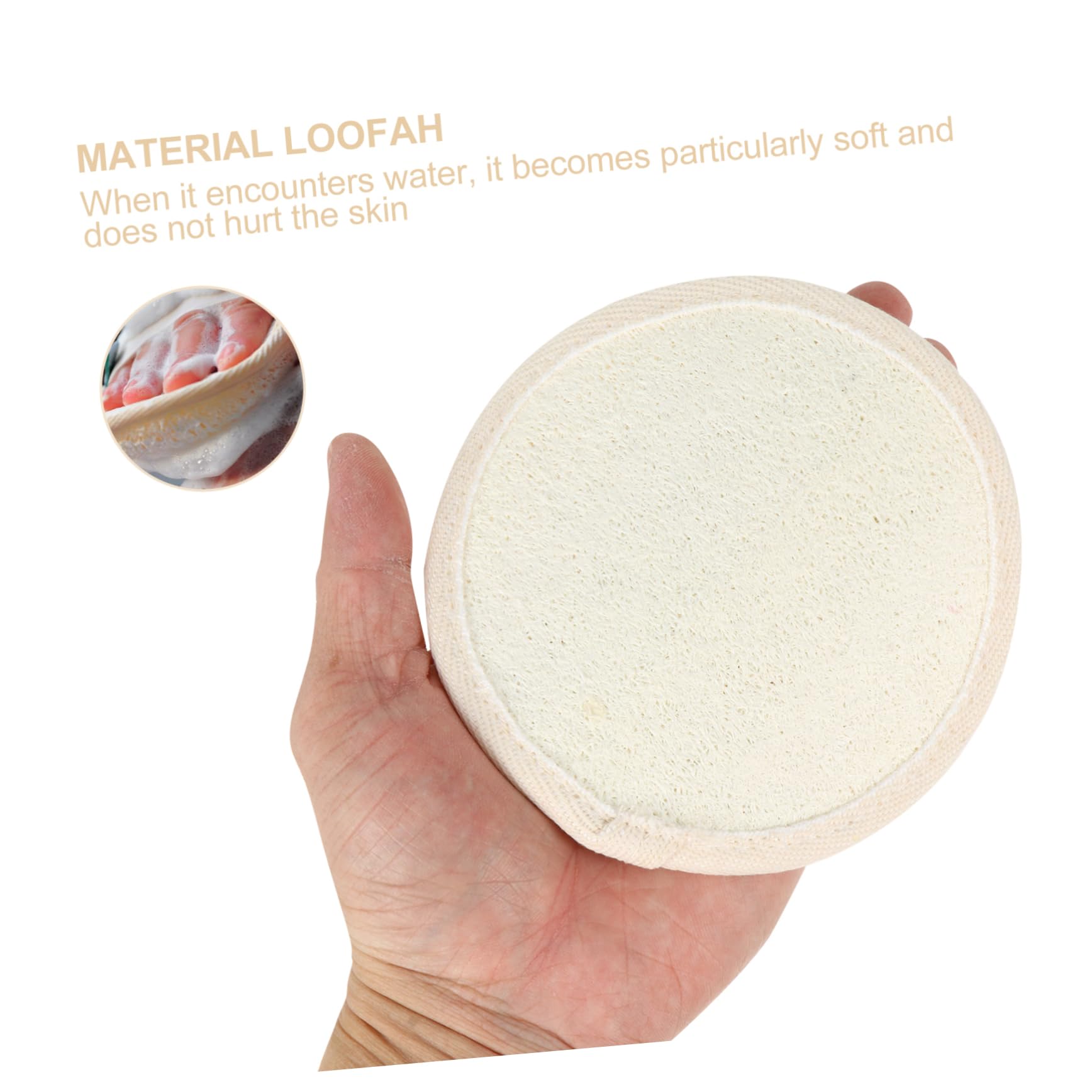 Almohadillas Exfoliantes Redondas para Baño 10 Piezas Lufa | Algodón y Banda Elástica Trasera, Color Claro, para Ducha Expanden al Mojarse, Espuma Rica y Suavidad