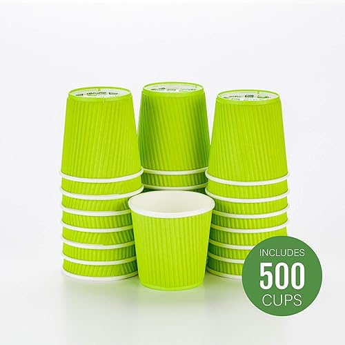 Vista 45 de Vasos de café de papel aislado de pared corrugada, 8 oz, Anaranjado