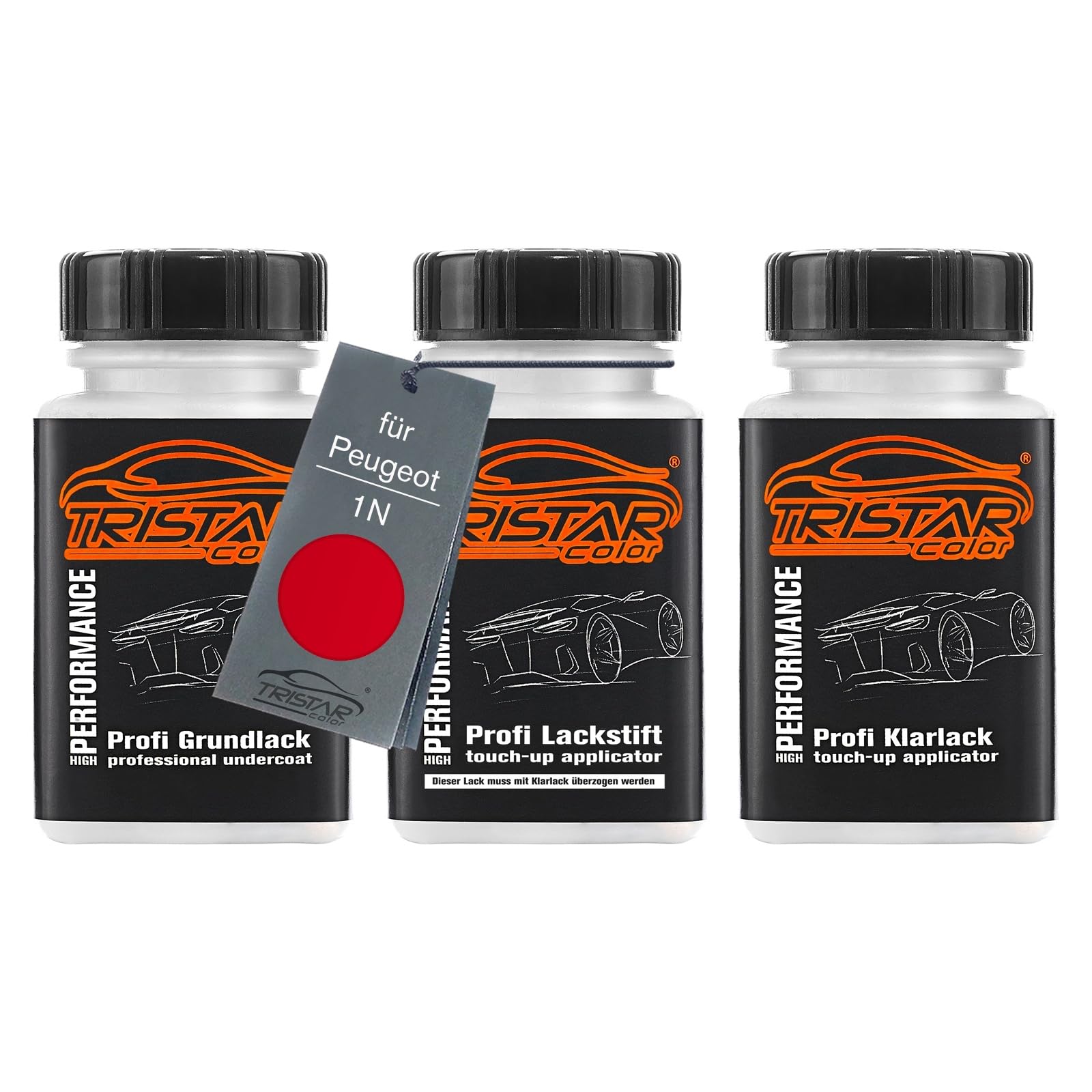 TRISTARcolor Car paint Touch-up pen set for Peugeot 1N Rouge Aden under + base + clear coat 50ml each