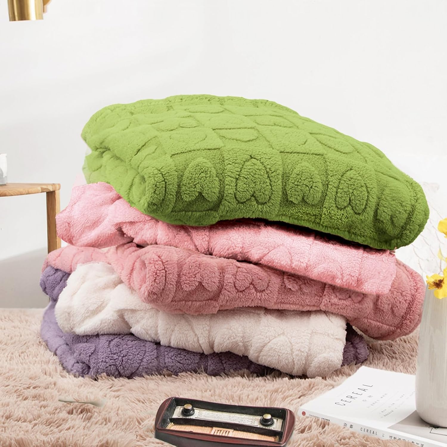 MACEVIA Valentines Day Light Pink Heart Blanket Love Blanket for Women Super Soft & Warm Fuzzy Fleece Heart Blankets Throws for Her Wife Girlfriend Mom Sister (Pink, 50"x60") - Image 8