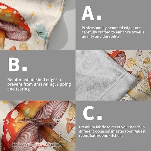Vista 294 de Giwawa Juego de 2 toallas de mano de hojas marrones, toallas de baño bohemias suaves y delgadas, altamente absorbentes, decorativas, para cocina