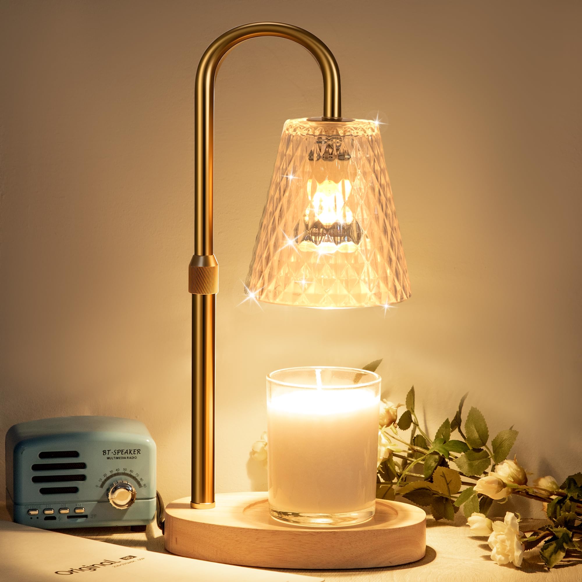 Candle Warmer Lamp with Timer - Electric Candle Warmers Adjustable Height Adjustable, Large Wax Candle Warmers Scented Lamps, Home Decor, Shade