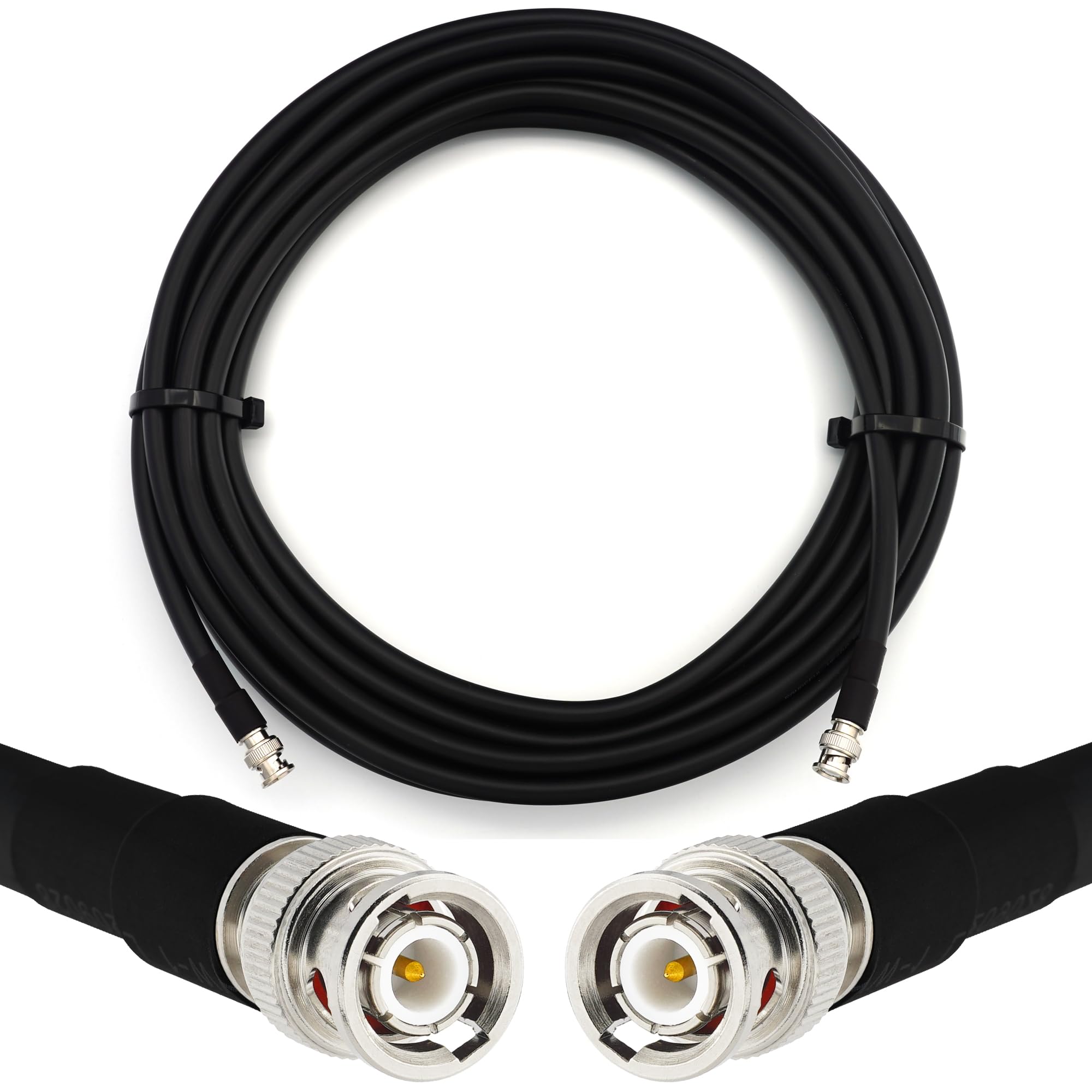 10m BNC macho a BNC macho cable coaxial — 10 metros Extensión coaxial flexible de cobre completo 50 ohm (equivalente a LMR400 UF UltraFlex) — para la antena de RF/HAM Radio/CB/Wireless