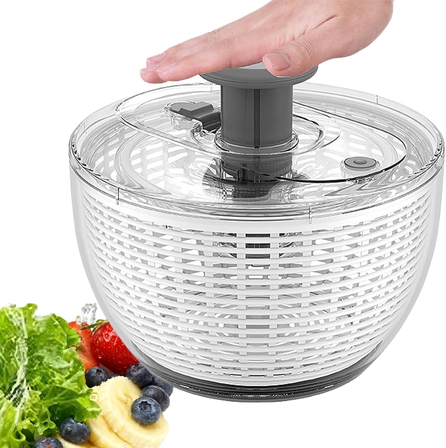 Large Capacity Salad Spinner & Lettuce Spinner, Fruit Washer with Quick Dehydration, Non-Slip Base, Easy to Clean & One-Hand Operation (01-3.6L)