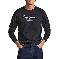 Pepe Jeans Eggo Maglietta a Maniche Lunghe Slim Fit da Uomo, Nera