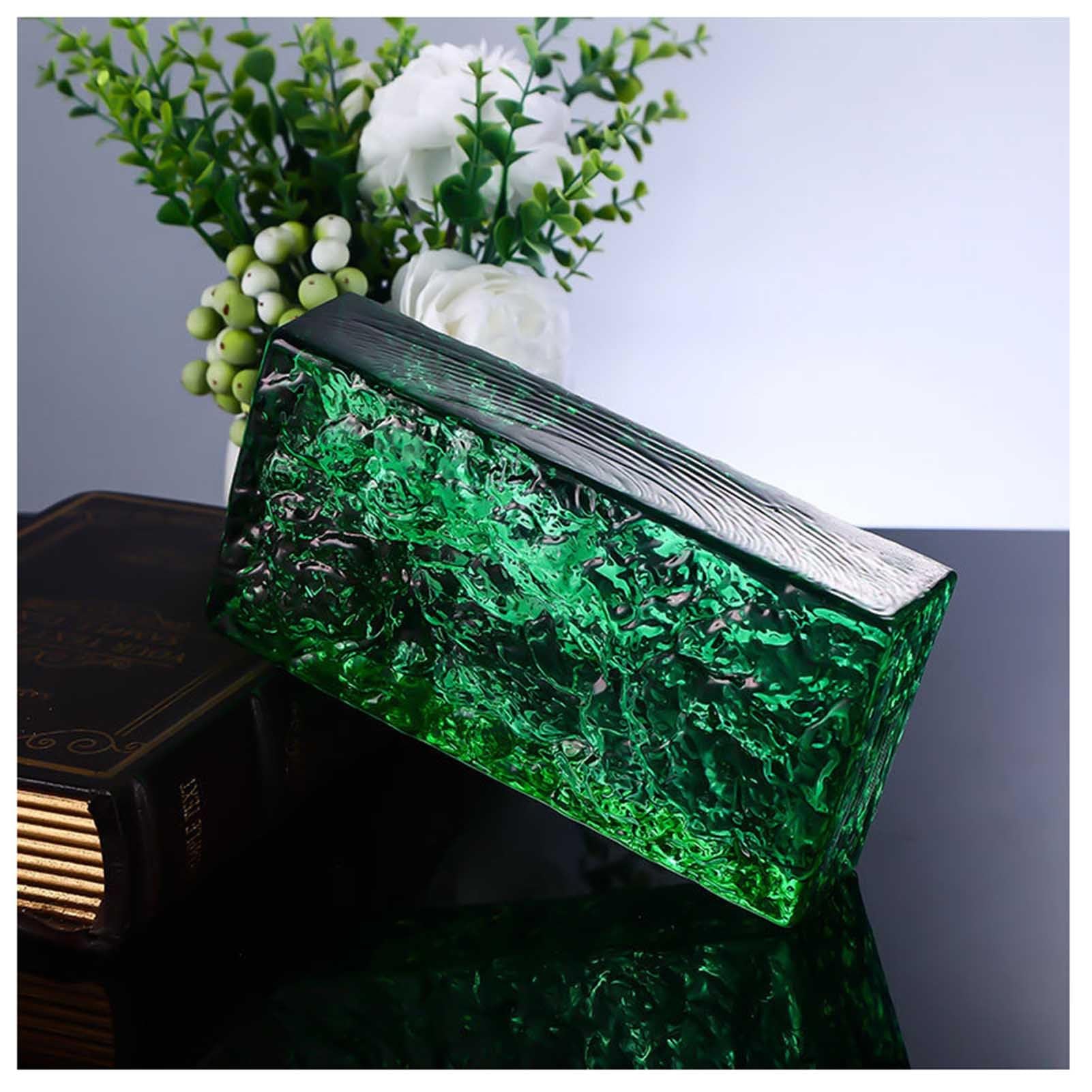 Vnook Ladrillos de Vidrio Macizo Transparentes, tabique Decorativo Rectangular de ladrillo de Vidrio Macizo for iluminación DIY y mesas.(Green)