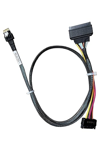 SlimSAS Adaptador 4X a U.2 NVMe SFF-8654 38P a SFF-8639 68P Cable con alimentación, 29.5in