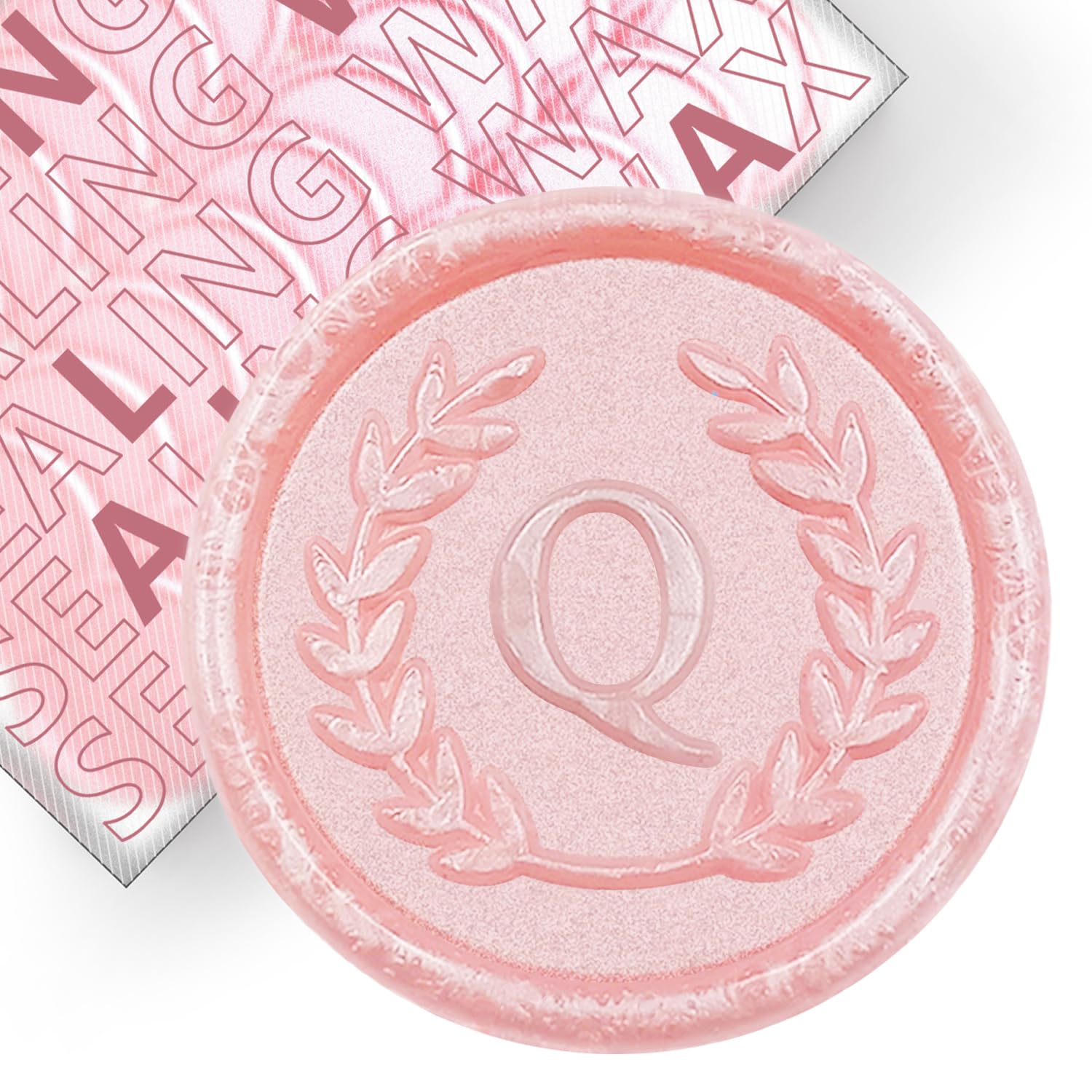 50Pcs Pink Letter Q Adhesive Wax Seal Stickers, Hand-Made, No Need Seal Stamp, Tear and Use Wax Stickers for Wedding Invitations, Envelopes, Christmas Gift