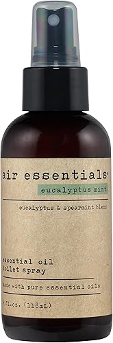 Air Essentials Spray de aceite esencial para inodoro, eliminador de olores y ambientador, fabricado con aceites esenciales puros, menta de