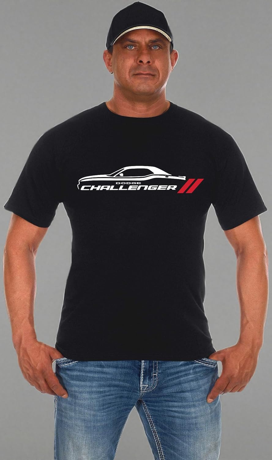 JH DESIGN GROUP Men's Dodge Challenger Car Short Sleeve Crew Neck Black T-Shirt - Image 8