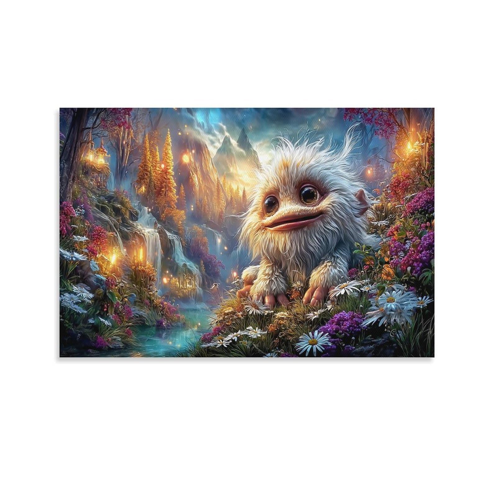 XPASHIQWC Little Monster Poster Artwork Enchanted Forest Giclee Canvas Prints Modern Wall Art Picture Wall Hanging for Home Decorations 08x12inch(20x30cm)