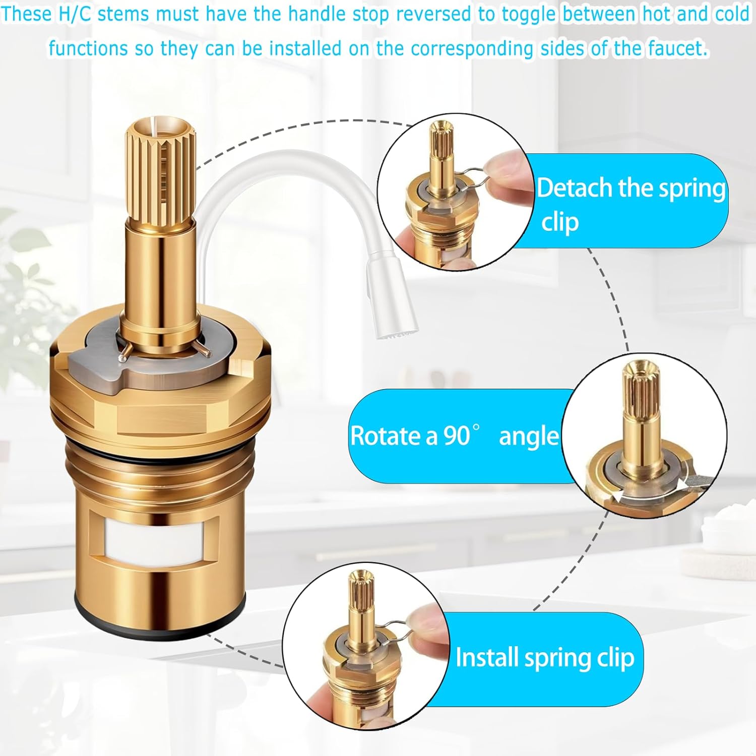 994053-0070a Faucet Cartridge for American Standard 994053-0070a or 994053-0070a/H Hot & Cold Brass Valve Stem ，Replacement Bathtub Bathroom & Kitchen Faucet Repair, 4z-24H （2 Pack）