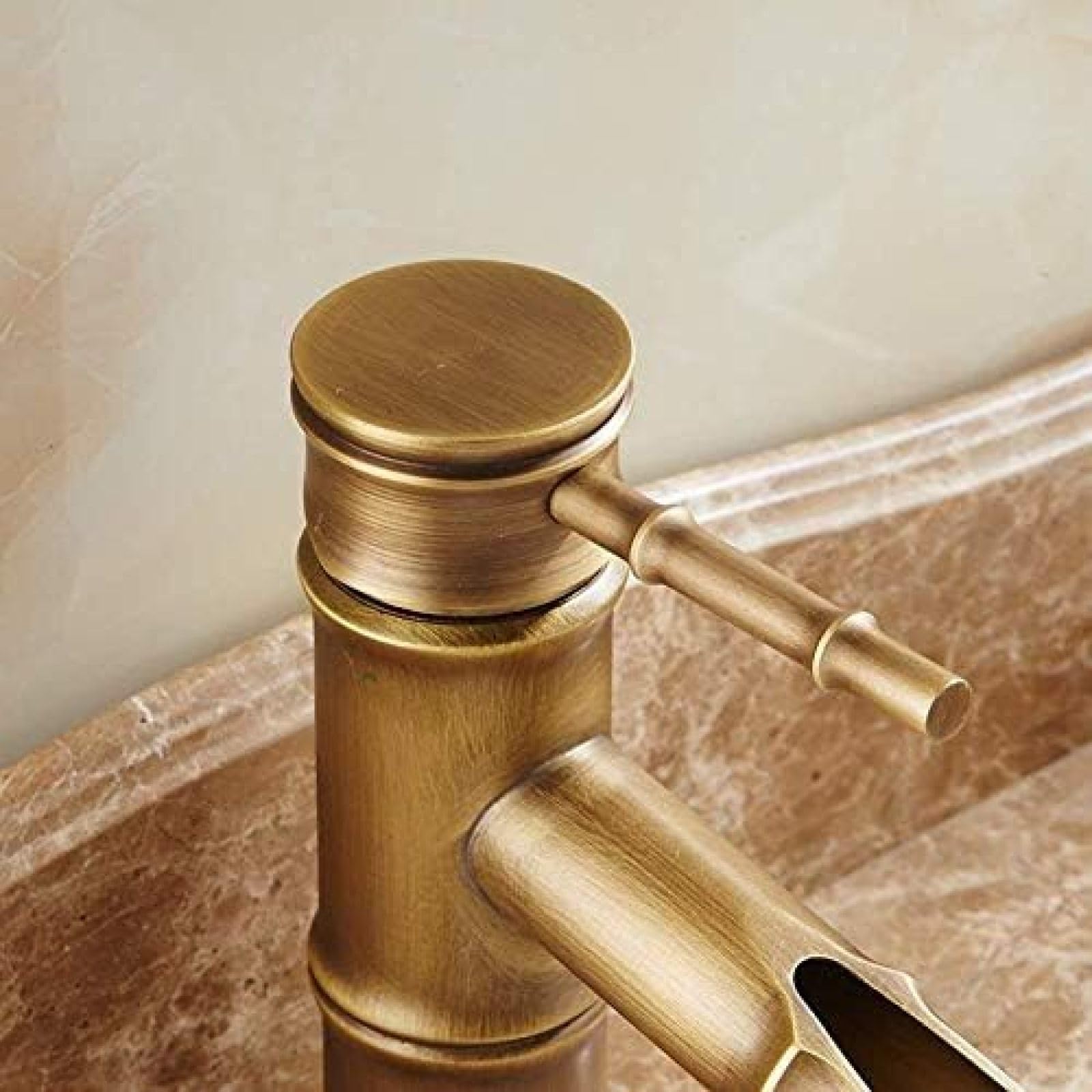 Wasserhahn, antiker Bambus-Badezimmer-Wasserhahn, Antik-Bronze-Finish,  Messing, fr Waschbecken, Waschbecken, Einhebelmischer, Bambus-Wasserhahn,  ...