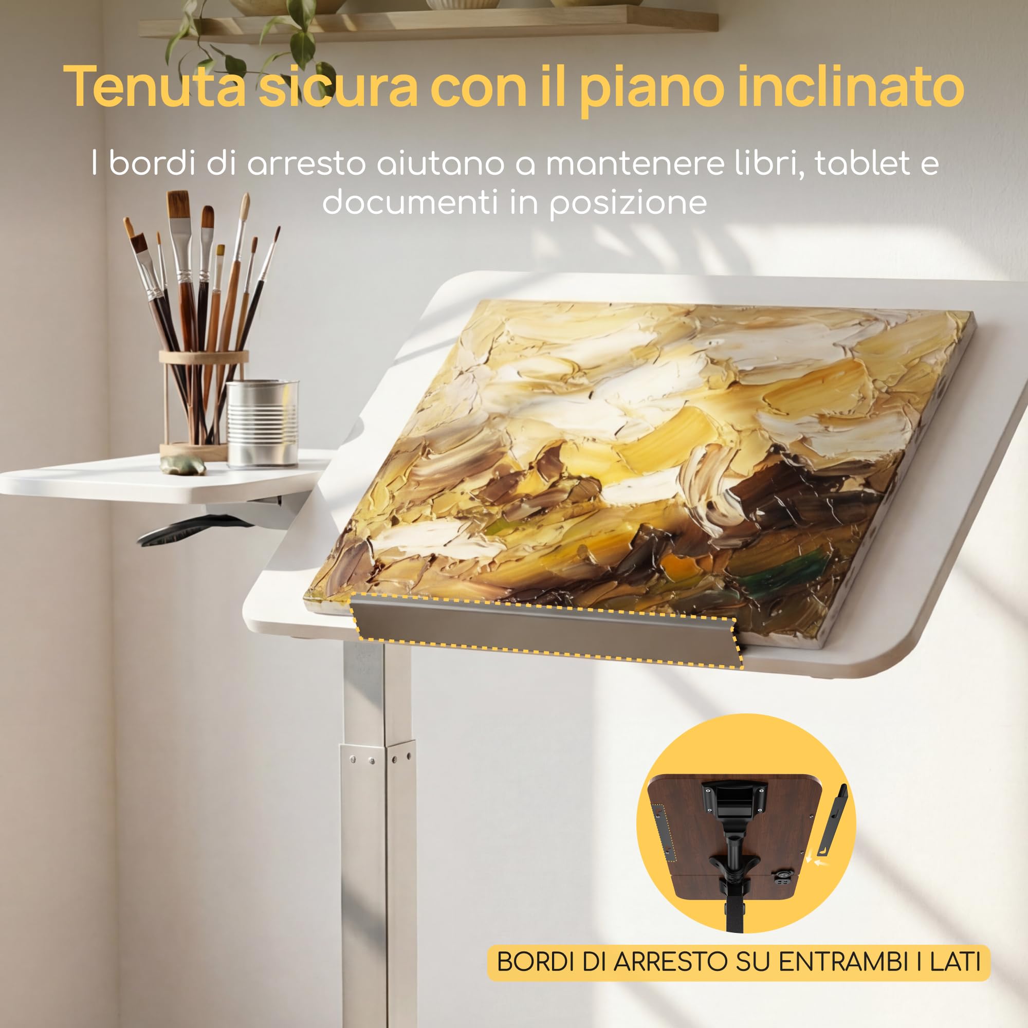 Viviendo Tavolino da Letto con Ruote, Bianco, Regolabile in Altezza 68–108 cm con Pistone a Gas, Tavolo per Laptop con Piano Inclinabile, Tavolino Servitore per Letto, Divano e Ufficio, 70 x 40 cm