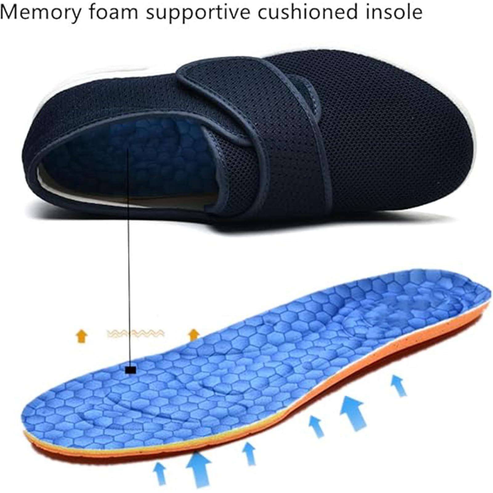 Bardzo szerokie buty dla cukrzyków, dla mężczyzn i kobiet, hallux valgus, antypoślizgowe, oddychające, siateczkowe, buty rekreacyjne, buty zdrowotne, dla seniorów, na opuchnięte stopy
