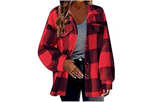 Enhance Your Wardrobe with the Cozy and Stylish Women's Plaid Fleece Jacket...