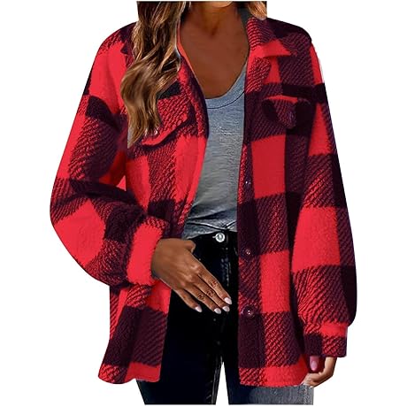 Enhance Your Wardrobe with the Cozy and Stylish Women's Plaid Fleece Jacket...