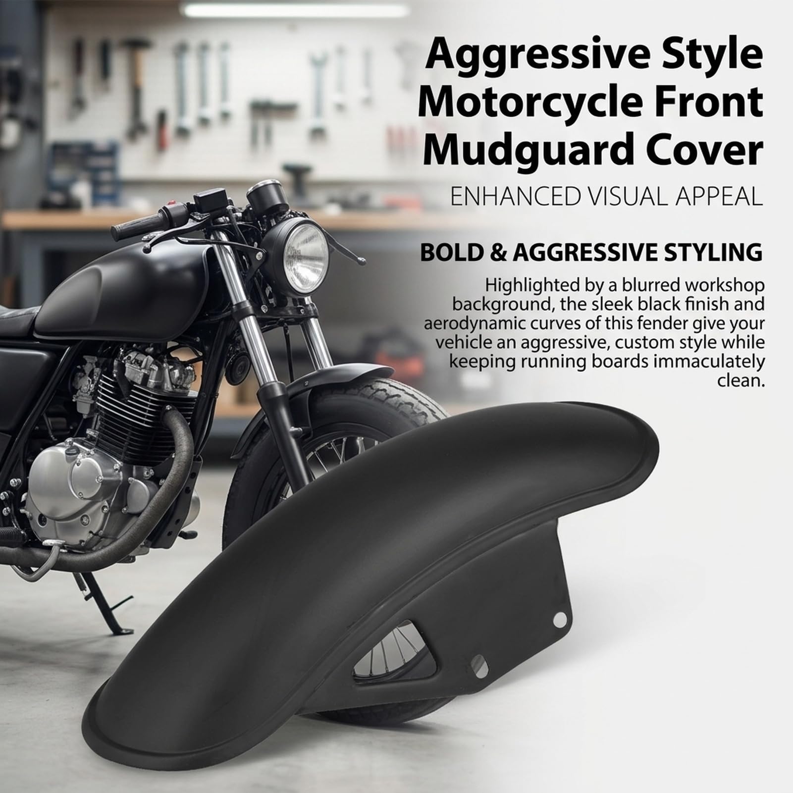 Parafango anteriore moto ZenithAur per GN125 GN250, un parafango universale per moto che funge da parafango anteriore per una guida più pulita (Nera)
