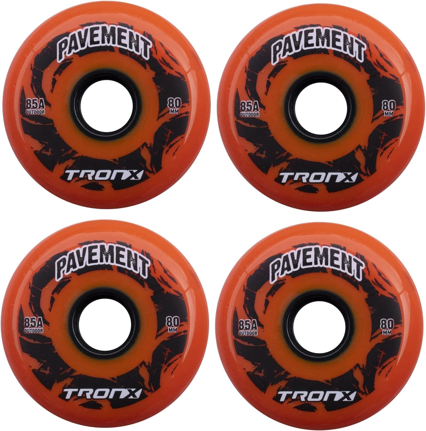 TronXOutdoor Asphalt Pavement 85A Inline Roller Hockey Wheels 4 Pack | 59mm, 68mm, 72mm, 76mm, 80mm Sizes Hi-Lo