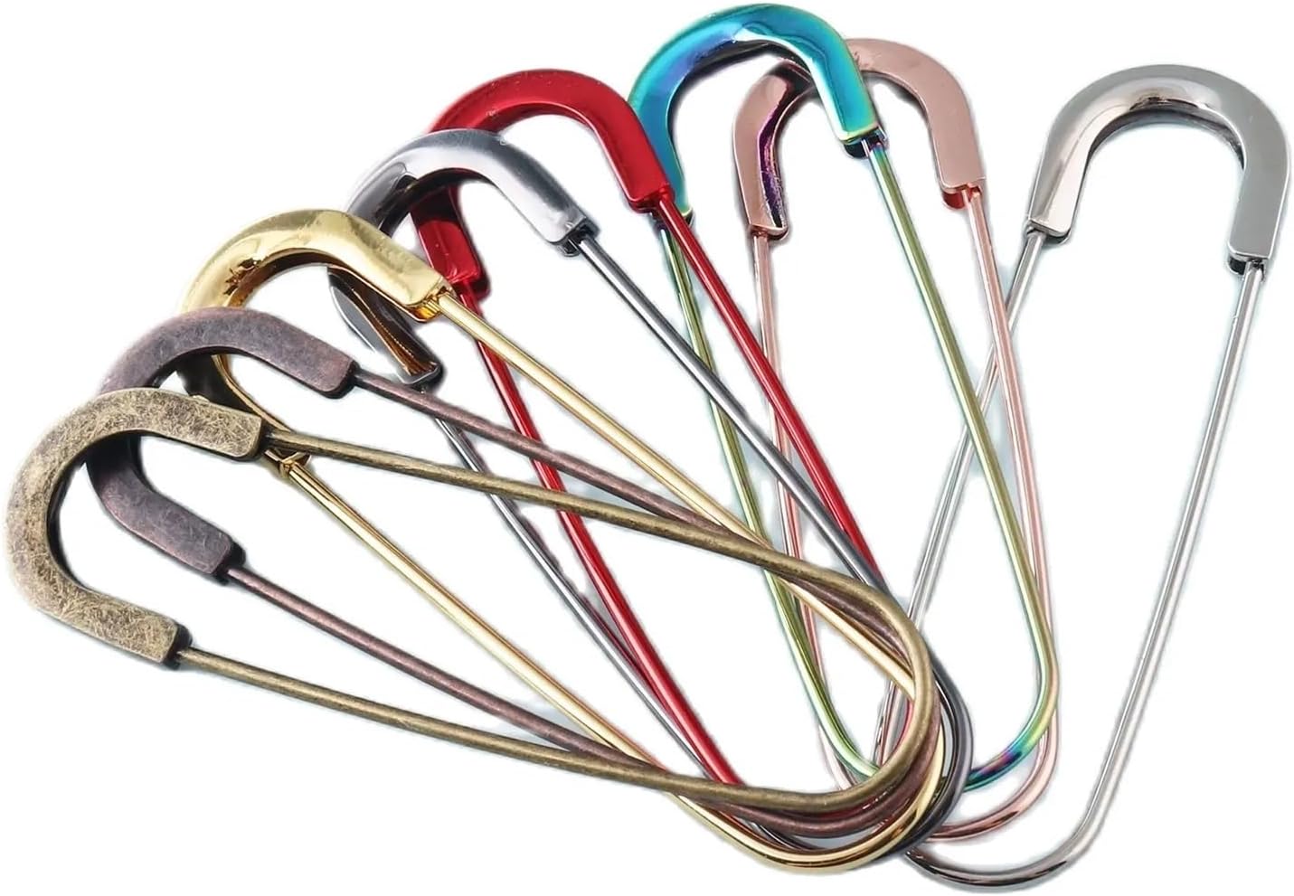 Safety Pins for Clothes 100Pcs Large Kilt Pins 80mm Findings Metal Brooch DIY Sewing Tools Accessories(Copper 100pcs)