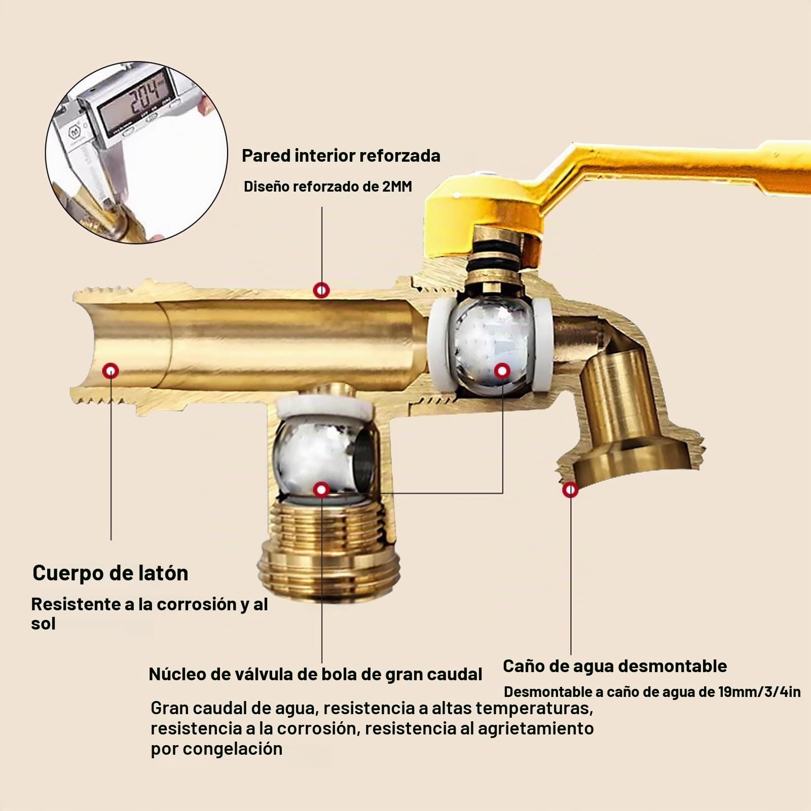 Columna de Agua de Jardín de Cobre con Doble Salida, Grifo Vertical Exterior Resistente al Frío y A Las Heladas, Fuente Jardin Exterior(Black,32CM/13IN)