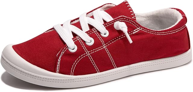 Femmes Slip Sur Toile Sneaker Low Top Casual Chaussures de marche Classic Comfort Flat Fashion Sneakers