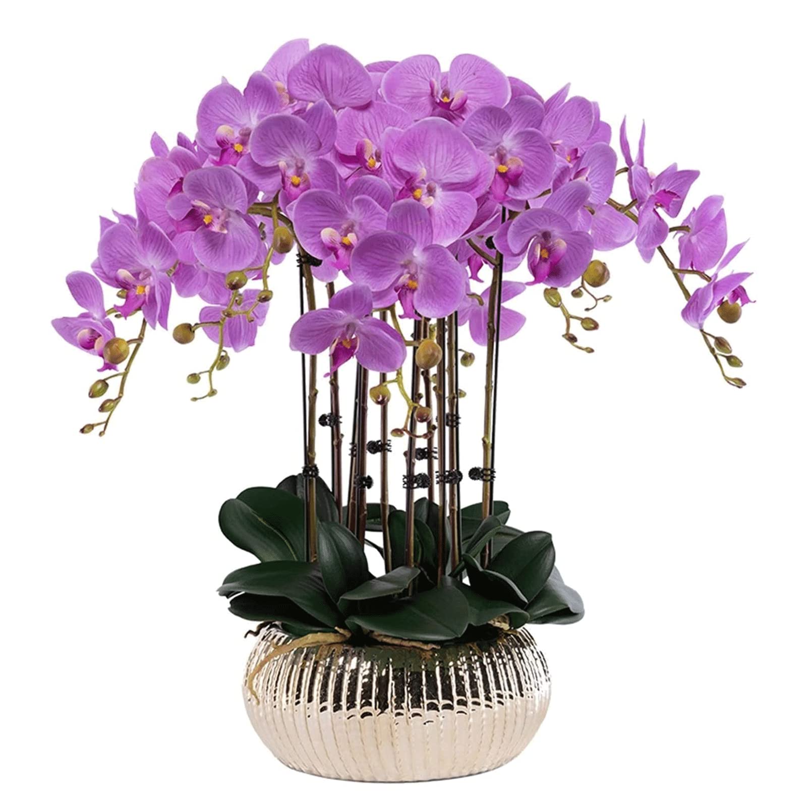 sztuczne kwiaty Phalaenopsis, Sztuczna orchidea Phalaenopsis Bonsai w wazonie 25 cali wielokolorowa(Purple)