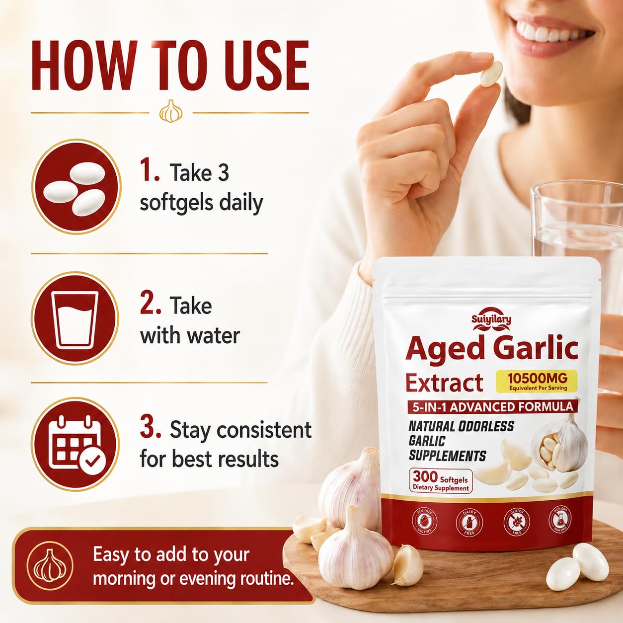 Aged Garlic Extract Supplements, 300 Softgels — Amazon image 3