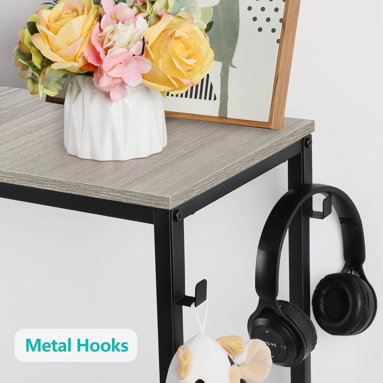 Grey Farmhouse Narrow Console Table - Small Entryway & Hallway Table for Living Room, Foyer, Bedroom, Office - Image 4