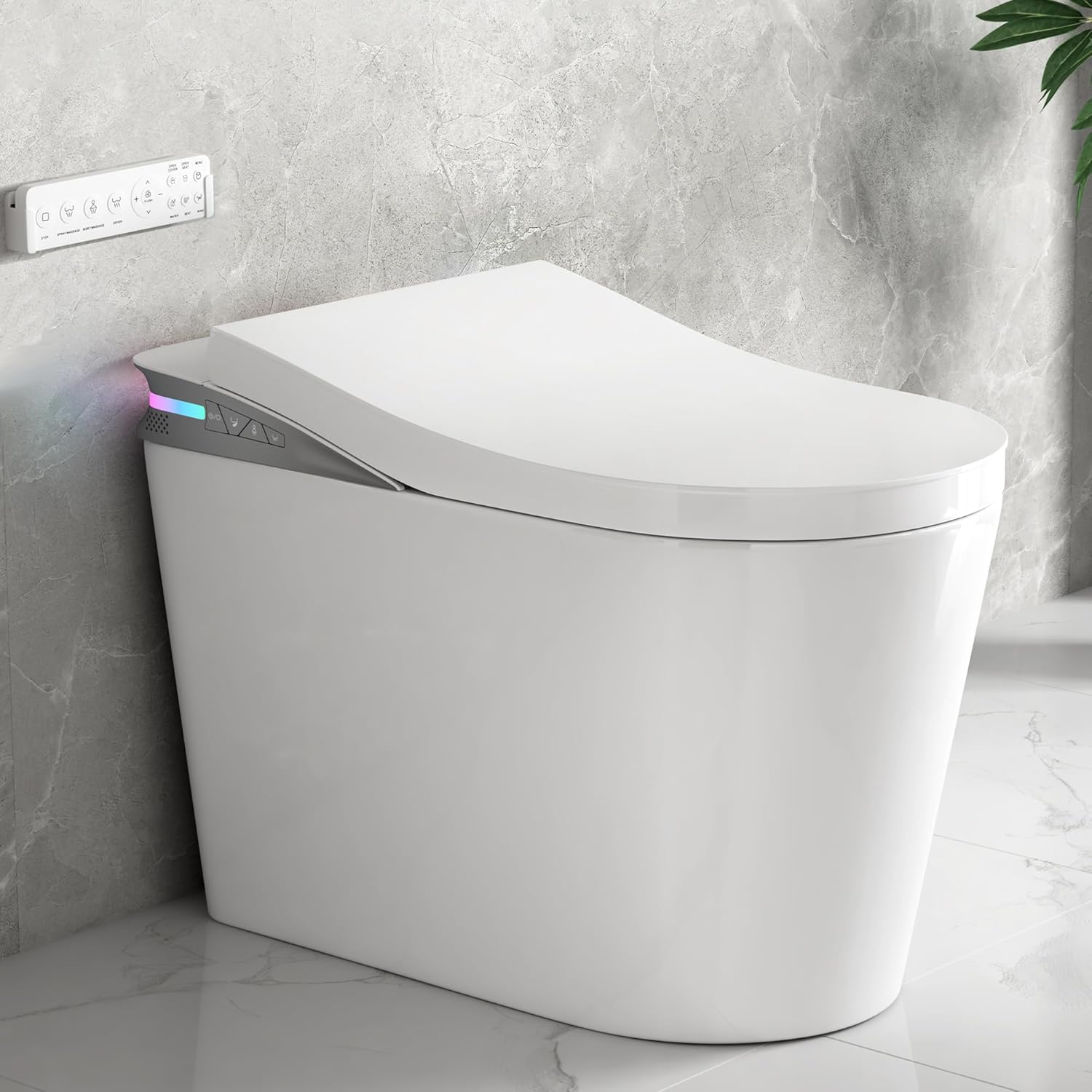 Eridanus One Piece Smart Toilet with Bidet Built in, Electric Bidets with Warm Water Sprayer and Air Dryer, Auto Flush & Lid, ADA Height Elongated Heated Seat, Foot Sensor, Modern Tankless Toilets