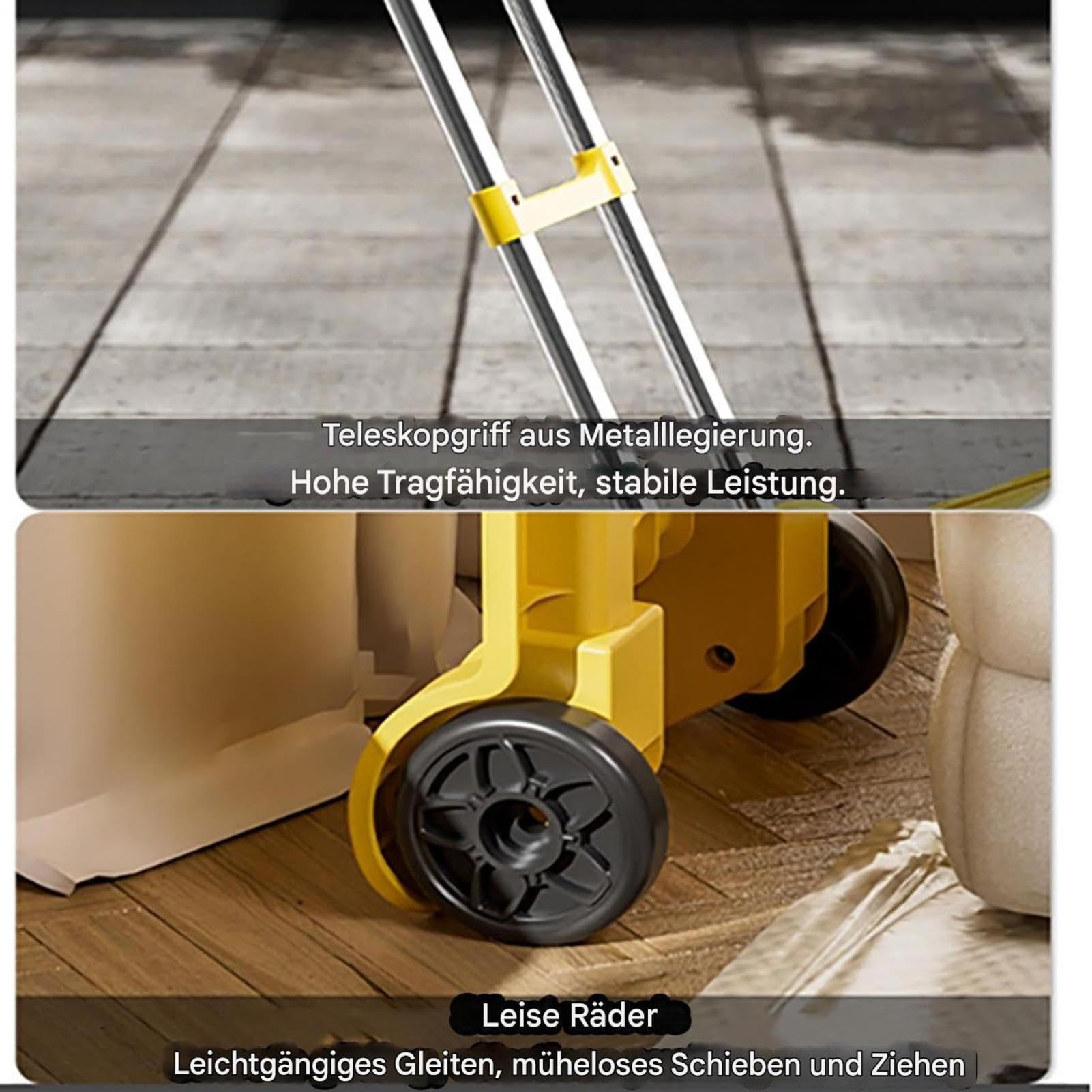 Carrello A Mano Capacità 100 kg con Ruote Portatili per Trasporto Mobile | Altezza Regolabile Del Carrello A Mano Pieghevole per la Spesa, l'Aeroporto, i Viaggi, il Garage e il