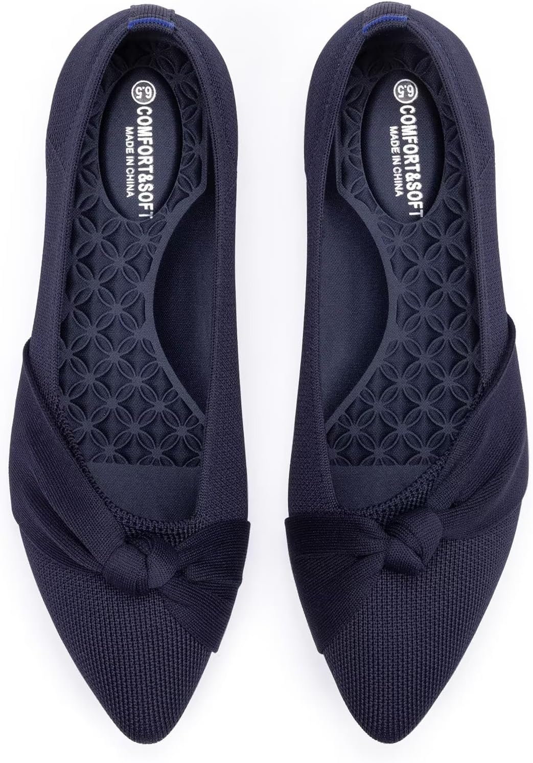 Frank Mully Womens Pointed Toe Flats Knit Dress Shoes Comfort Women Shoes Softable - Image 2