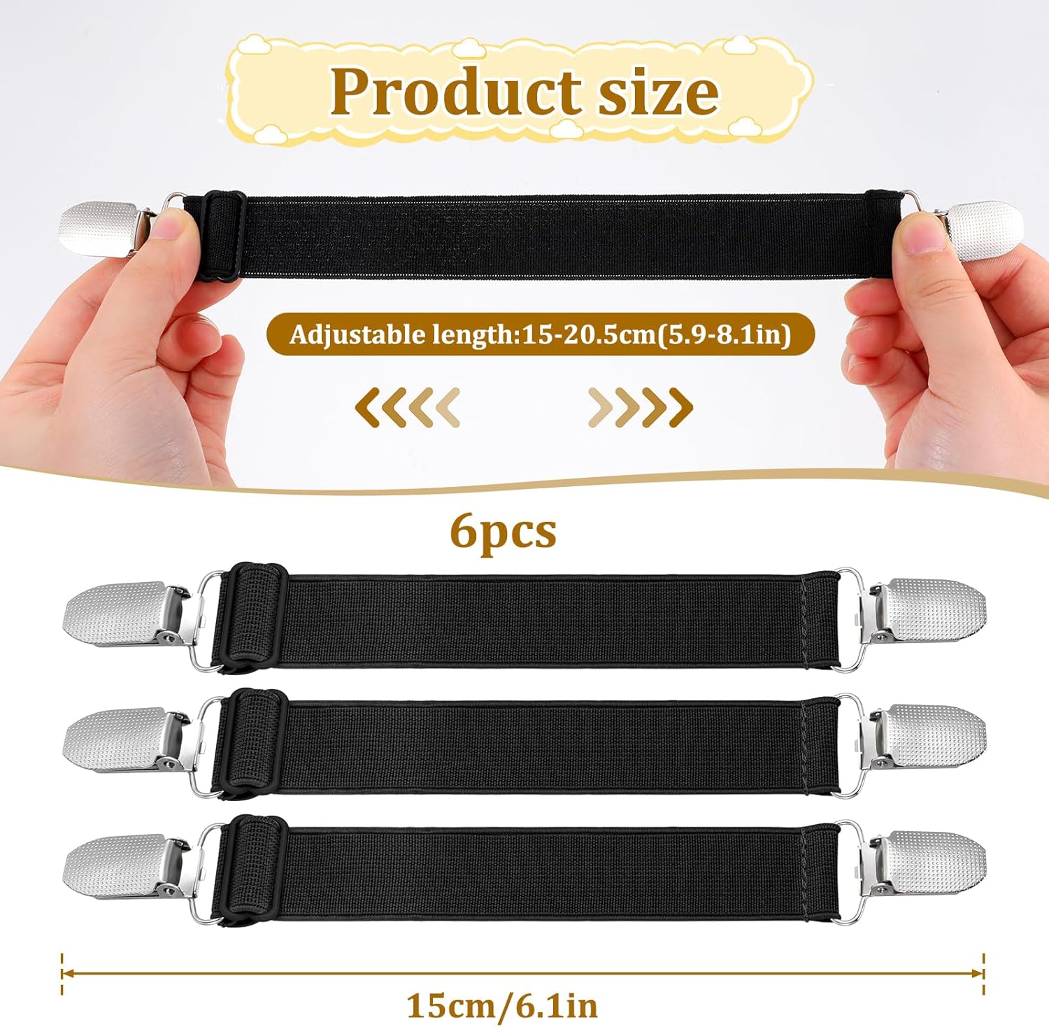 6 Pcs Elastic Cinch Clip, Clothing Cinch Clip Dress Tightener Waist Cincher Clips Belt Clips for Jeans, Pants - Image 2