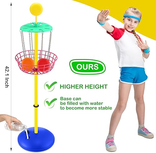 Miniatura 2 de Meooeck 42 Inches Mini Disc Golf Baskets with 10 Flying Discs, Kids Disc Golf Set, Mini Disc Golf, Disc Golf Starter Set for Indoor Outdoor Yard and