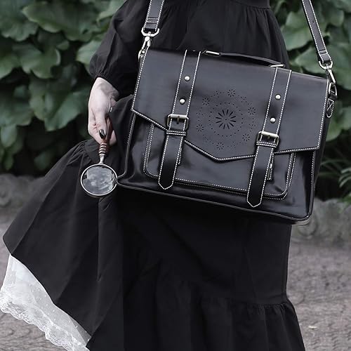 Miniatura 2 de ECOSUSI Mochila para mujer, maletín para laptop, de cuero vegano, para portátiles de 15.6 pulgadas, color negro