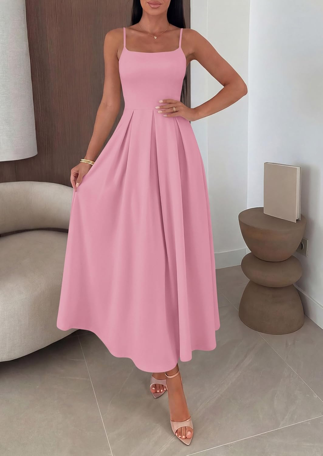 PRETTYGARDEN Cocktail Dresses for Women 2026 Spring Elegant Ruffle A Line Long Flowy Summer Formal Wedding Guest Maxi Dress - Image 4