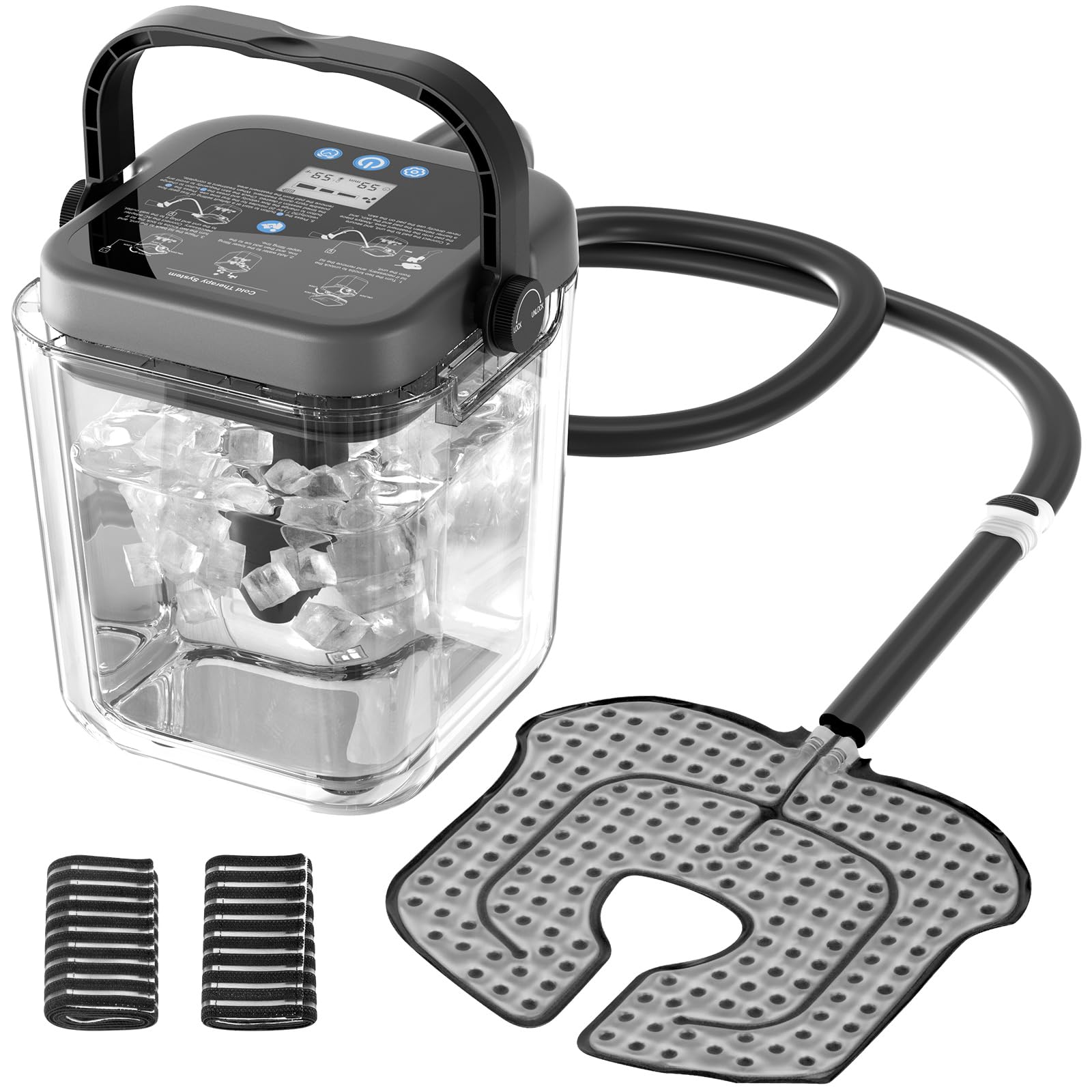 Ice Machine for Knee After Surgery, Cold Therapy Machine System with 1800mAh Battery for Knee and Joint Compression Pad, Strong Cryotherapy Pain Relief Treatment with Digital Timer